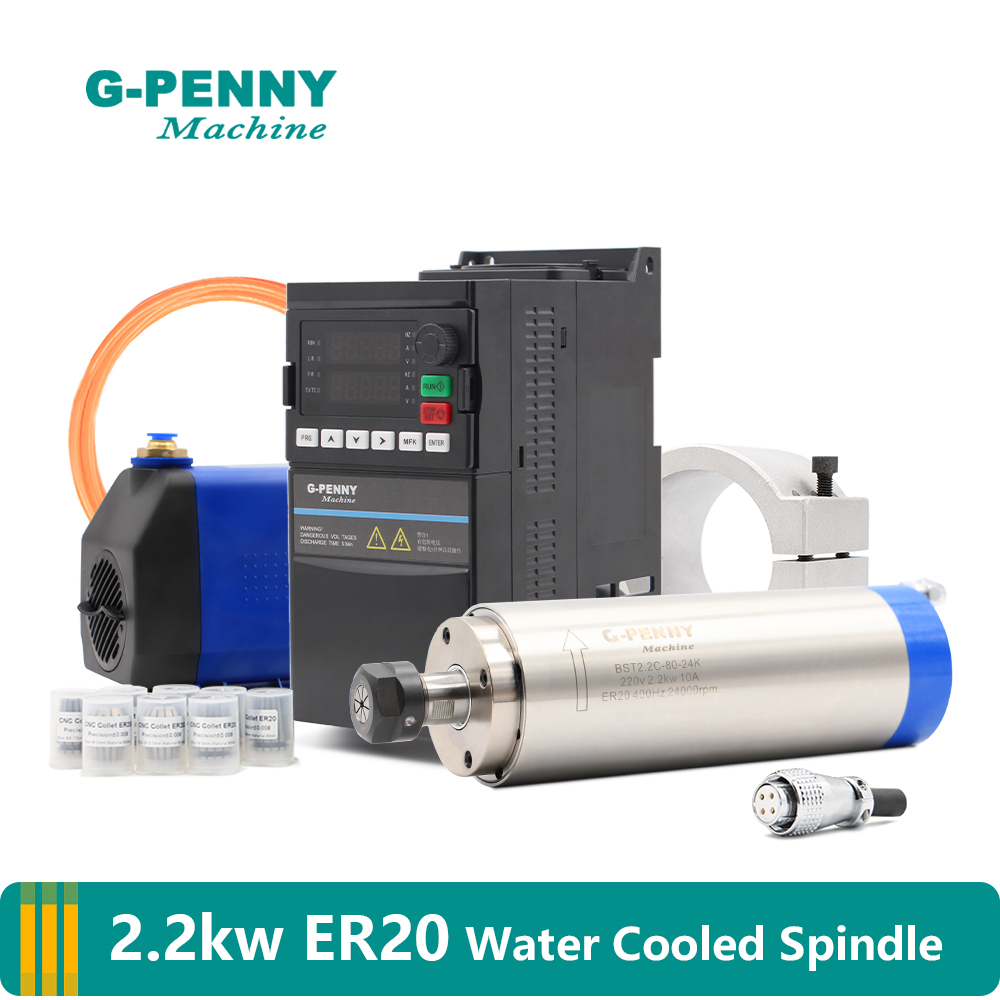 2.2Kw Water Cooled Spindle Kit Vfd - G-PENNY 2.2kw ER20 Water Cooled Spindle