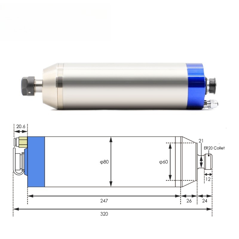 2.2kw ER20 D80 12000rpm/24000r - 2.2Kw Water Cooled Spindle Kit Vfd review and price