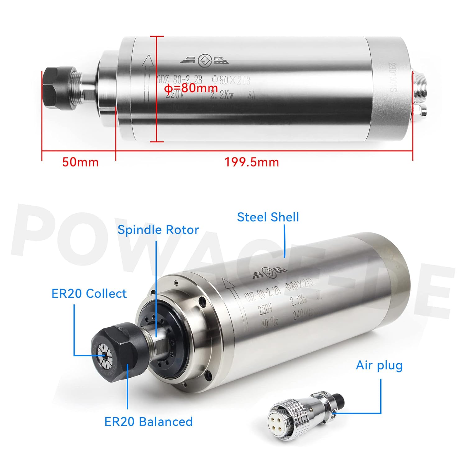 2.2KW 110V or 220V 8A GDZ-80-2 - 2.2Kw Water Cooled Spindle Kit Vfd review and price